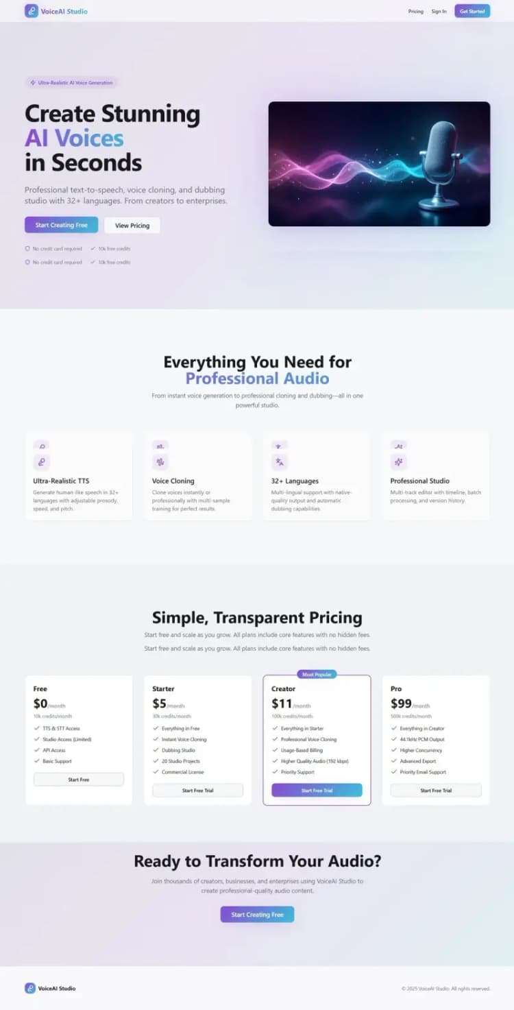 AI Voice Generater Landing Page Design Project by MaaJanki Web Tech AI Voice Generater Landing Page website design project