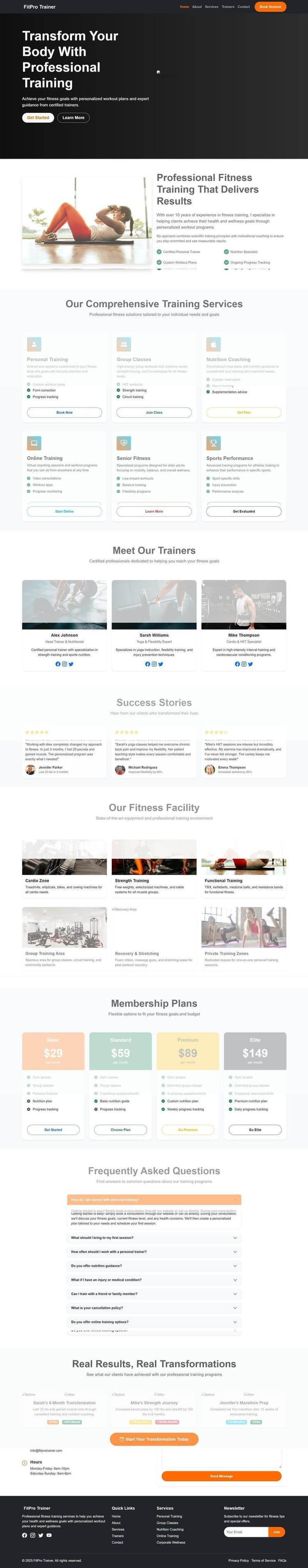 Fitness & Gym Landing Page Design Project Fitness & Gym Landing Page website design project