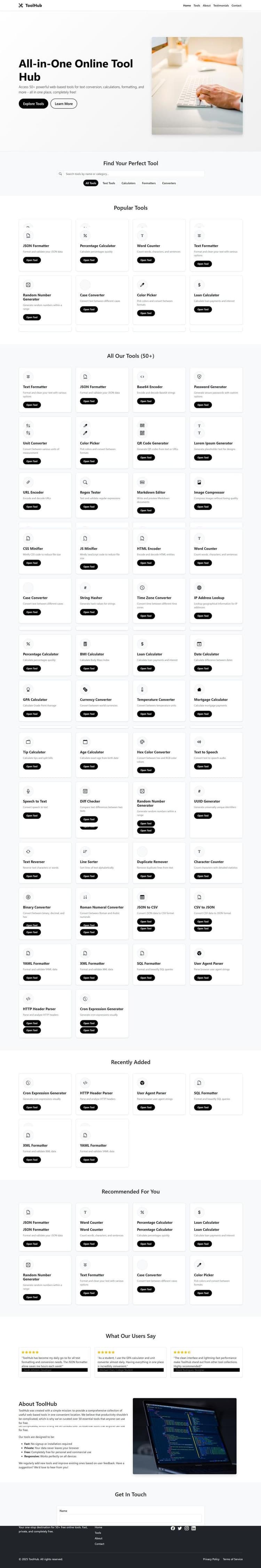 Tools Converter Platform Website Development – MaaJanki Web Tech Tools Converter Platform website design project